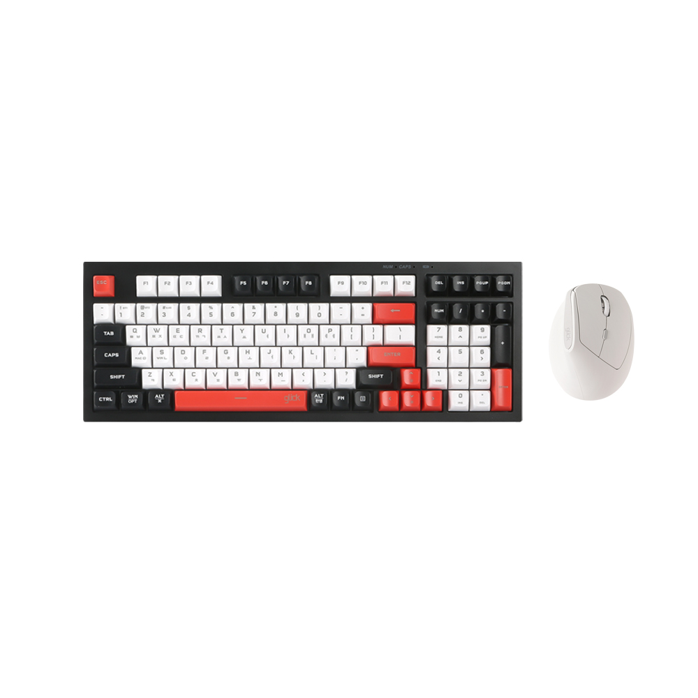 지클릭커 오피스프로 WMK560 사일런스 M 무소음 무선 블루투스 키보드 버티컬 마우스 세트 98키 포커 화이트 - 상품 이미지