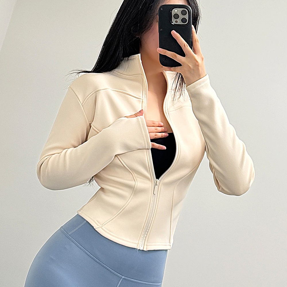 슬림핏 집업 크롭 요가 자켓 핑거홀 기모 여성 박대표마켓 - 상세 이미지 5