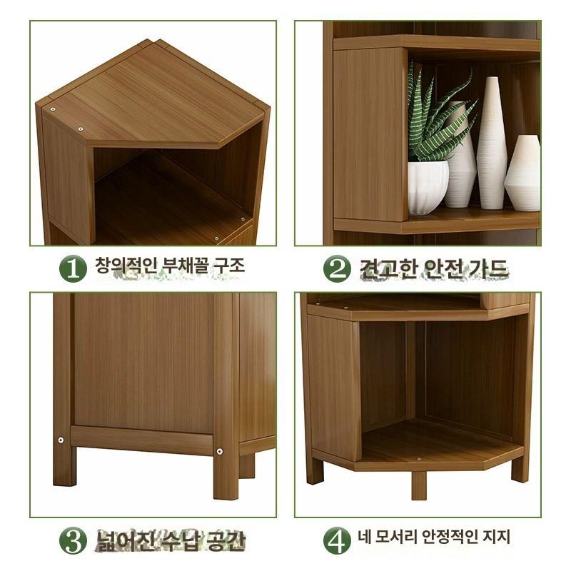 북유럽풍 코너장식장 원목 와인 진열장 수납장 틈새선반 피규어장 진열대 5단 - 상세 이미지 4