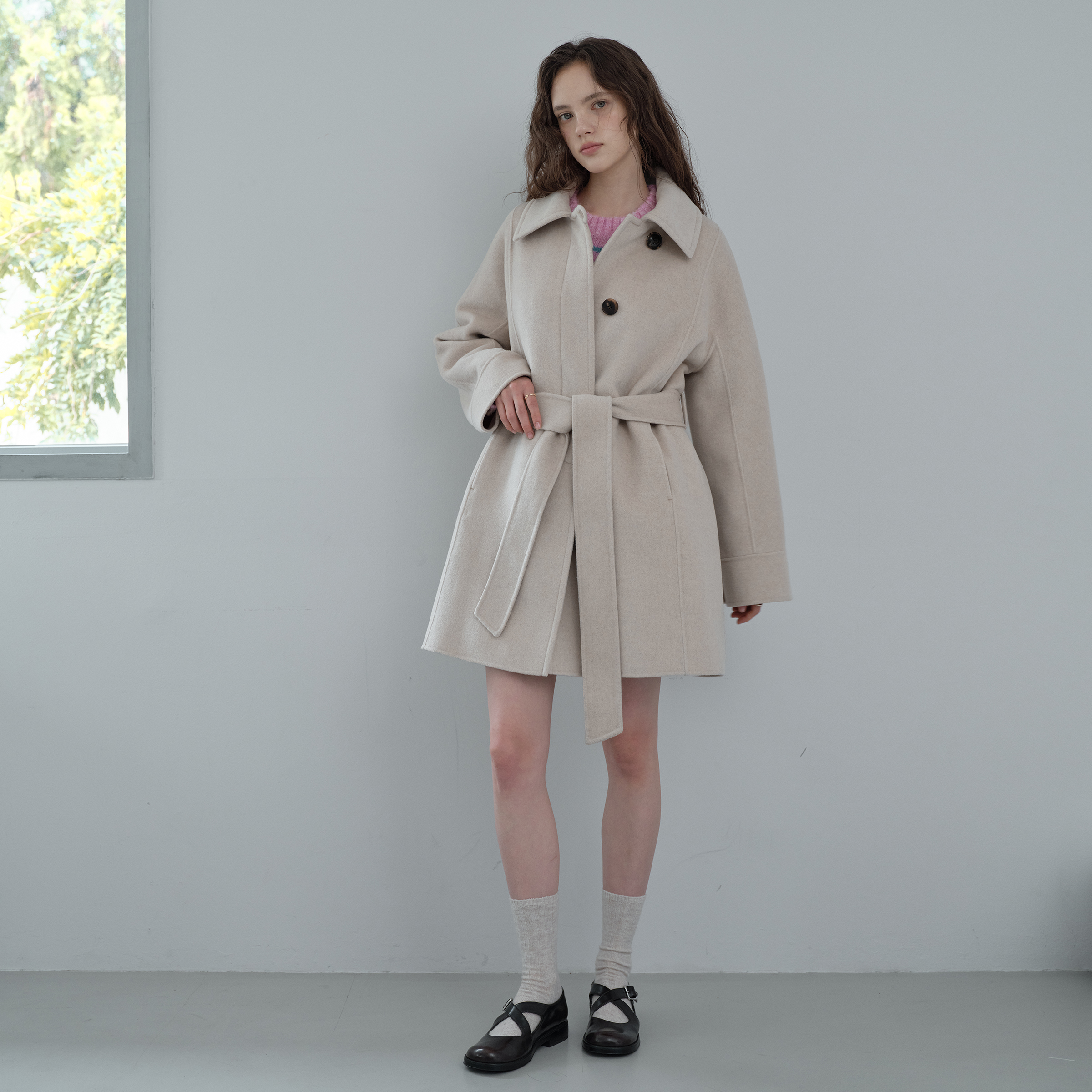 [네이버 단독][N배송][쥬시쥬디] 캐시미어울핸드메이드하프코트 JZCA724A 제품 이미지