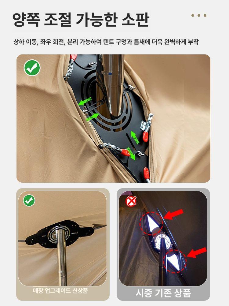 캠핑 펠릿 화목난로 고정 구멍 커버 소 연통 텐트 보호 내열판 보관 가방 포함 - 상세 이미지 3