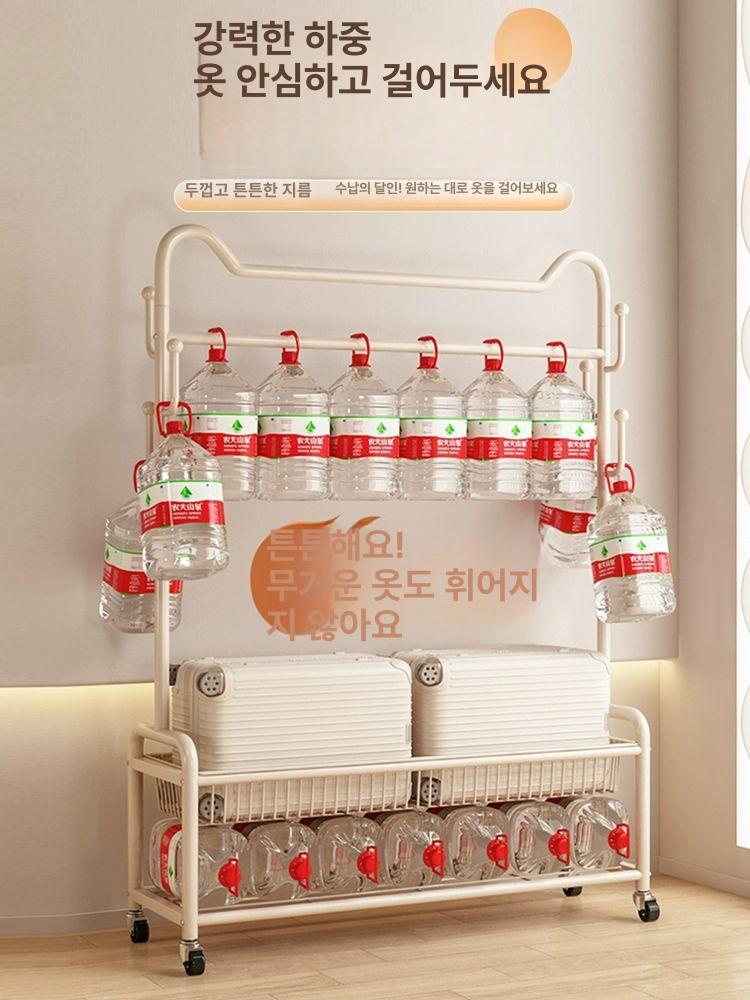 옷장 행거 트롤리 수납 모던 선반 이동식 인테리어 철제 크림화이트 100cm 단층 A - 상세 이미지 5