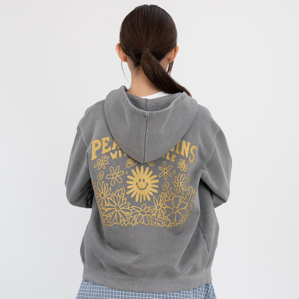 [빅웨이브] 피스 어게인 그래픽 후드집업 (라이트 슬레이트) 제품 이미지