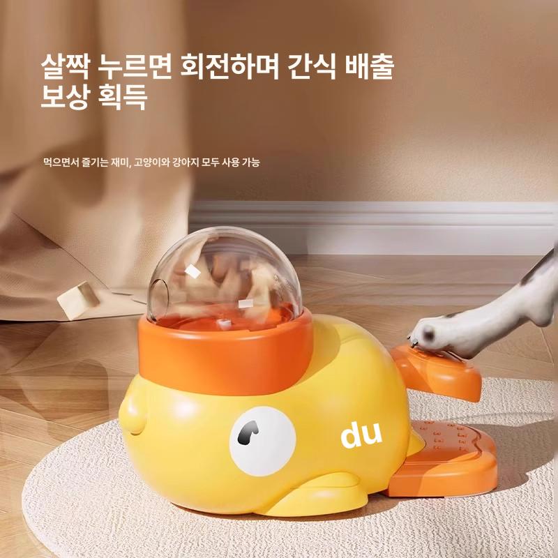 오리 덕 회전 랜덤뽑기 장난감 고양이 캣 먹이 간식 1세트-작은 노란 오리 급식기 - 상세 이미지 5