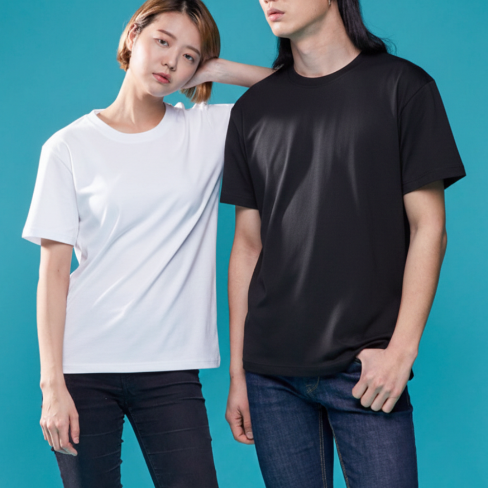 여름 남자 면 30수 순면 빅사이즈 반팔 기본 학생 티셔츠 이너 데일리 흰티 흰색 검정 - 상세 이미지 2