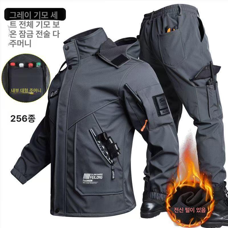 오토바이 방한복 배달대행 겨울 보온 슈트 방수 라이더 블랙 165 90~57.5kg - 상세 이미지 2