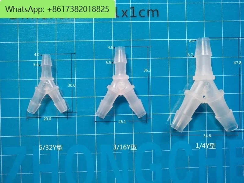 20Pcs PP 중소형 티 파이프 조인트 플라스틱 비스듬티 유연직경 Y 형