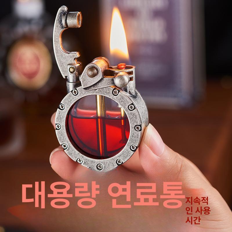 빈티지 방풍 지포 라이터 황동 투명 탱크 라이터 - 상세 이미지 4