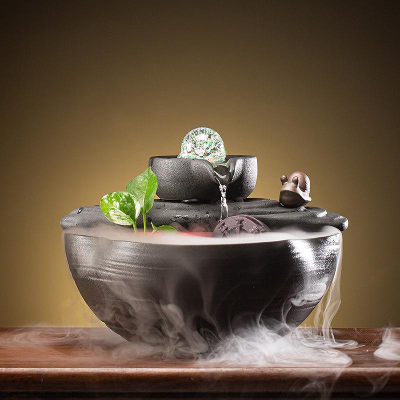 미니 분수 인테리어 탁상용 풍수 세라믹 돌수반 가습기