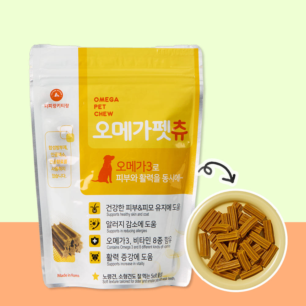 오메가펫츄 강아지 영양제 반려견 오메가3 치석제거 비타민 피부 36개입, 1개 제품 이미지