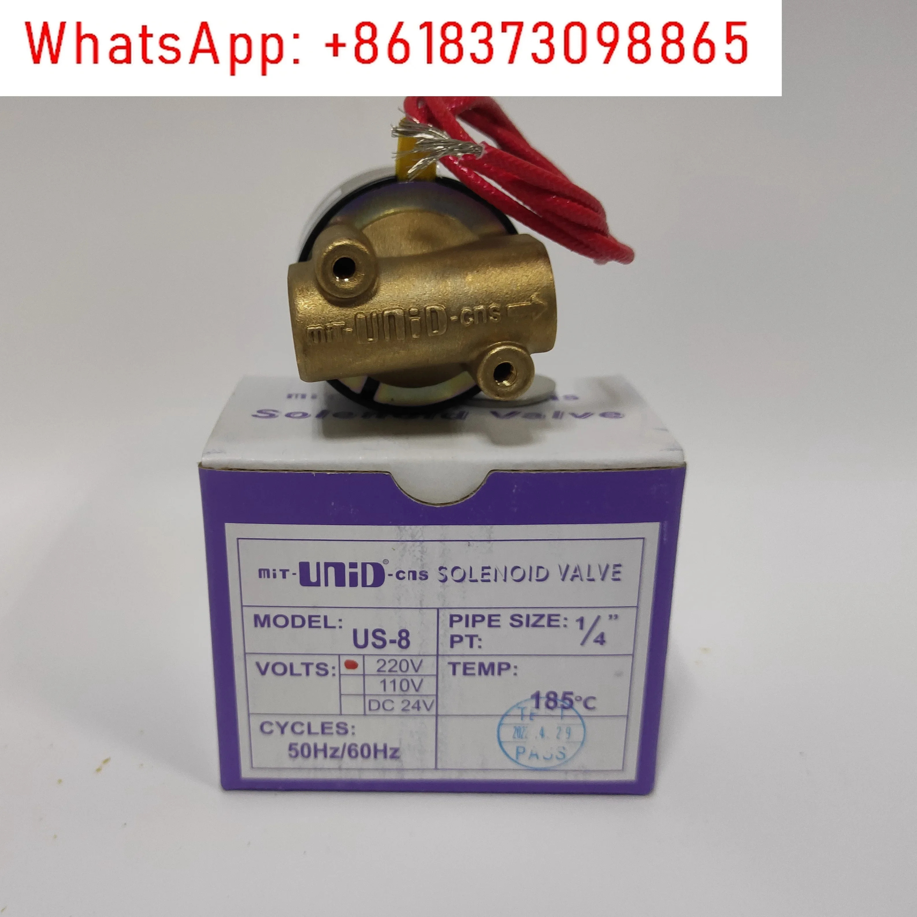 삼각대 기계 솔레노이드 밸브 1/4 인치 UNID 구리 소재 US-8 직동식 고온 증기