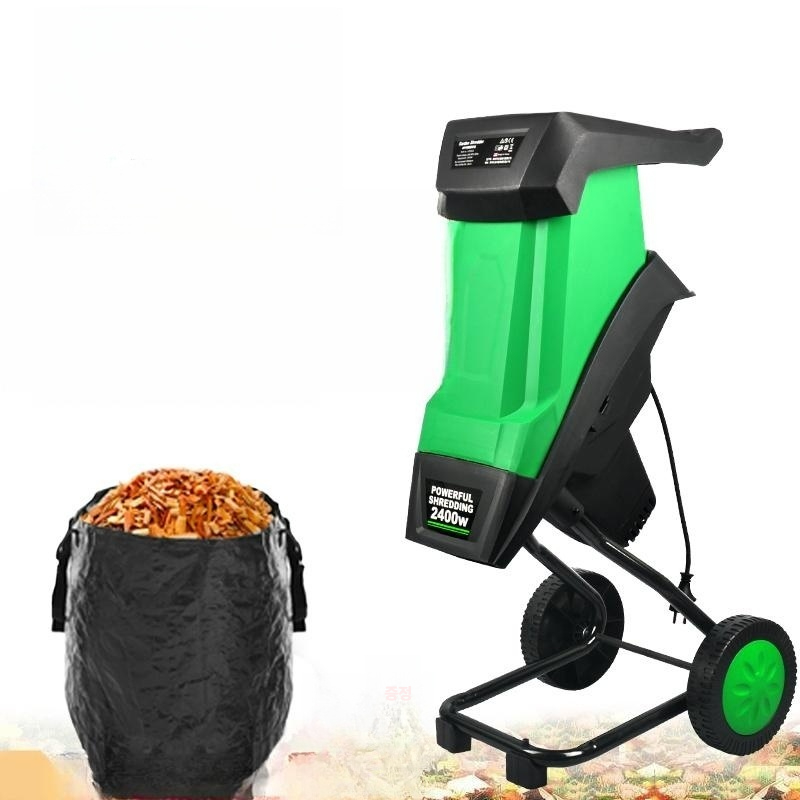 가정용 나무 과수원 톱밥 소형 가지 고출력 분쇄 충전용 2400W 분쇄기+분말 수집 가방+20m 코드 - 상품 이미지
