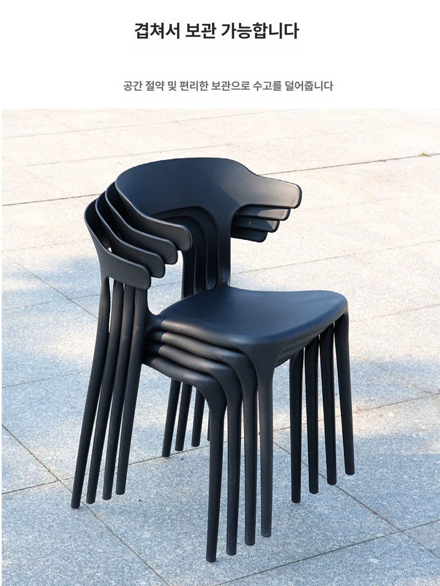 테이블 세트 엔틱스타일 휴게실가구 원탁 업소용가구 철제 의자 4개 블랙 80cm 원형 테이블 - 상세 이미지 5