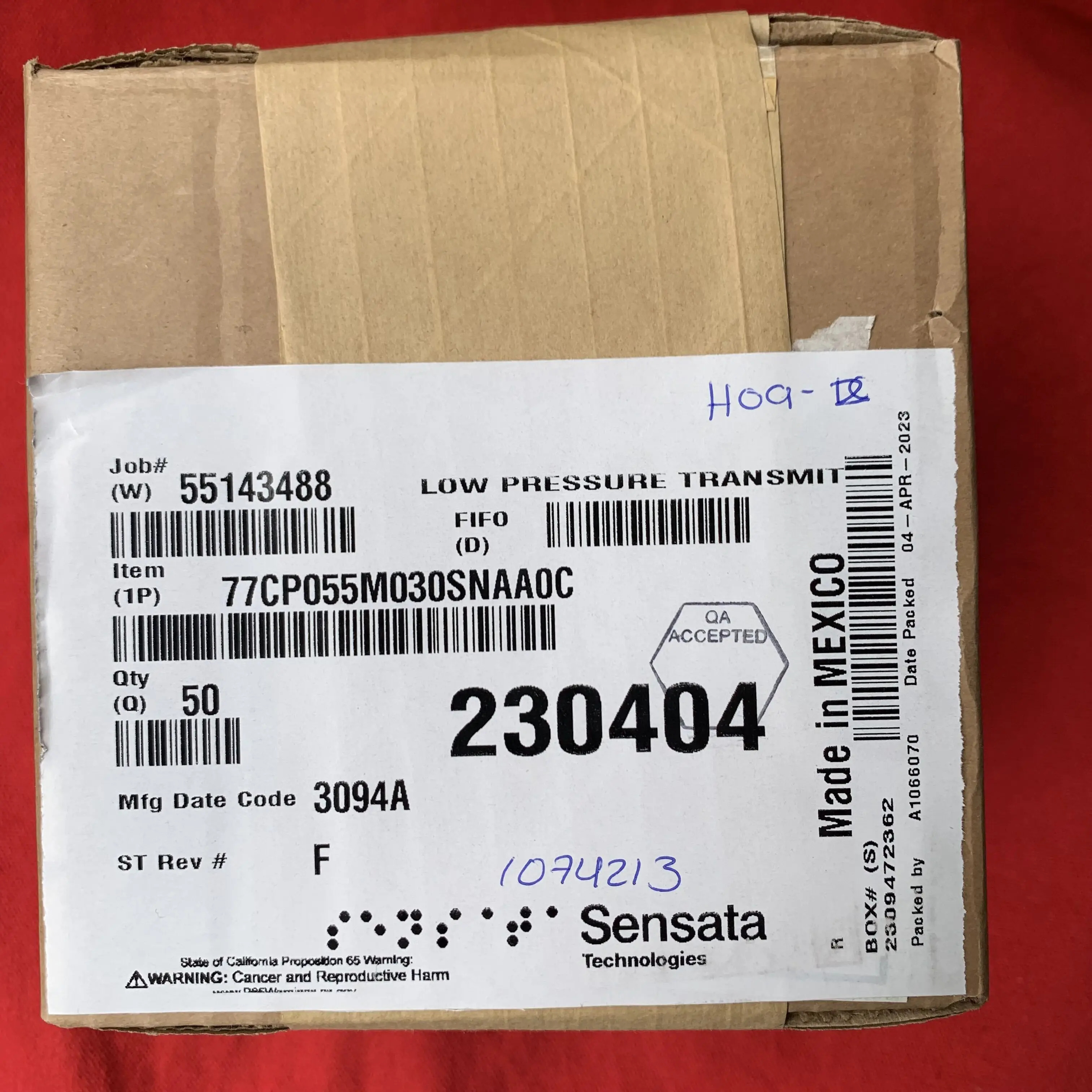 77CP055M030SNAA0C 압력센서 SENSATA 0-30BAR 4-20mA 새 오리지널