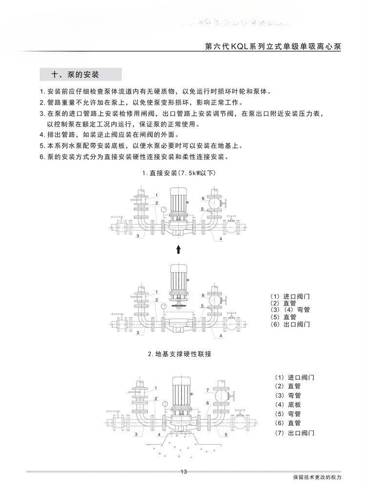 원심 펌프 KQL/KQW40/50 단단 파이프라순환 펌프/고속
