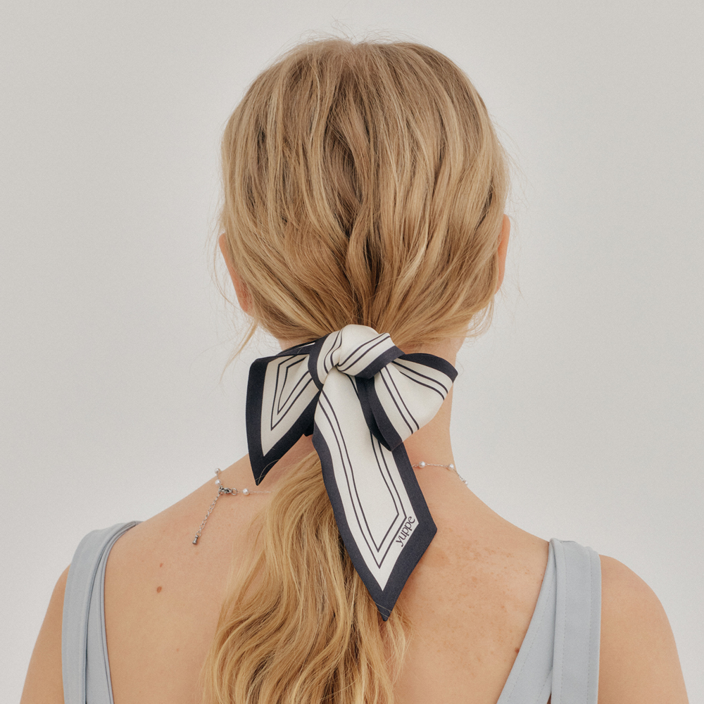 LINE TWILLY SCARF_BLACK - 상세 이미지 3