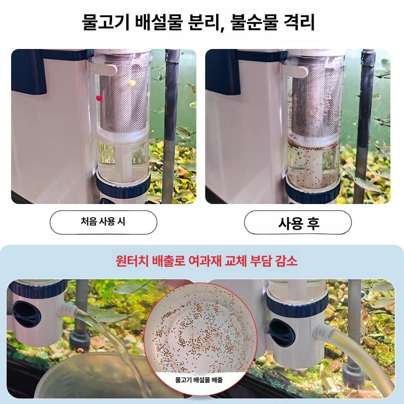 어항 걸이식 수조용 필터 거북이 수질정화 수족관 저수위 어류배변분리 6w 벽걸이형 + 필터 재료 + - 상세 이미지 5