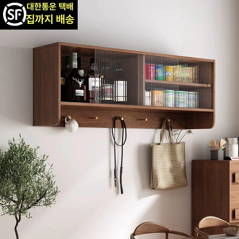 벽걸이 벽장 다용도 수납선반 카페 책장 철제 책꽂이 내추럴 우드 무지개 80 45x28cm 조립식 - 상세 이미지 3
