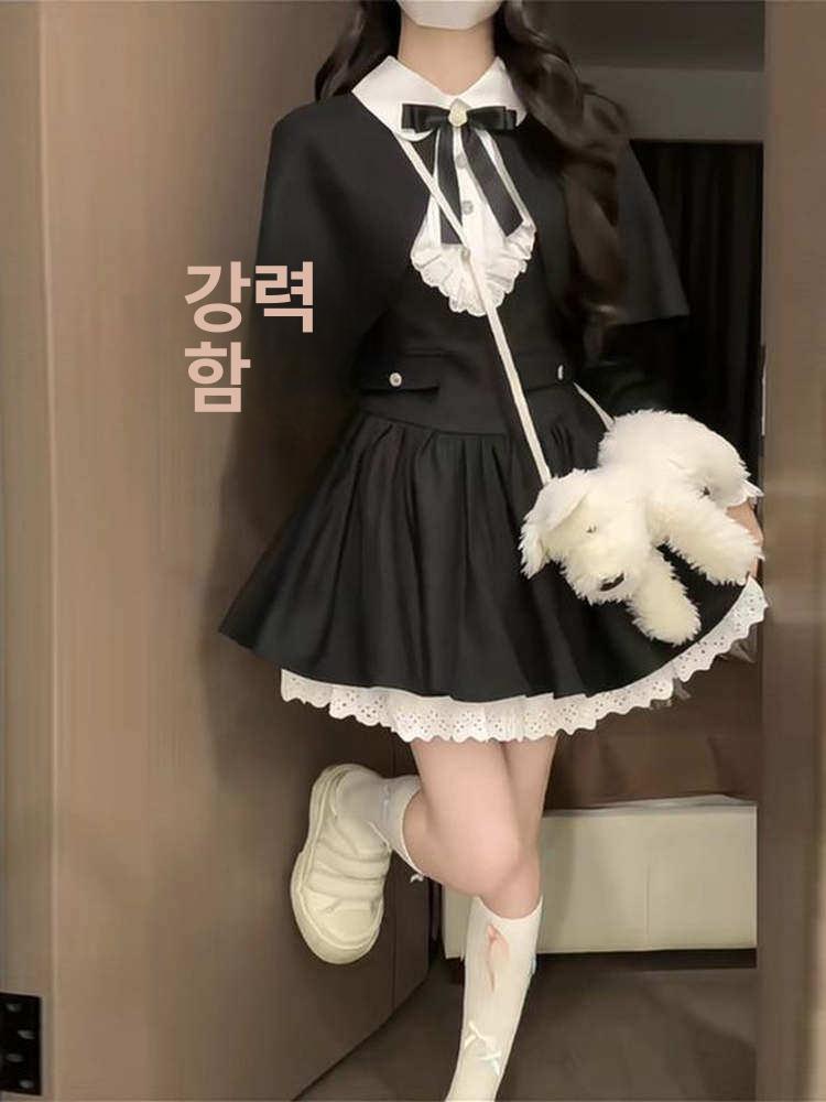 고스로리 리본 레이스 케이프 숄 고스룩 드레스 A라인 - 상세 이미지 2