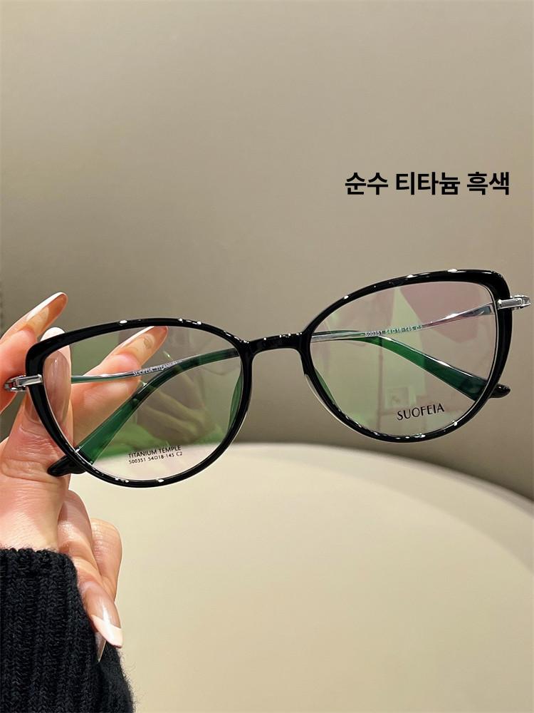 캣아이 안경 안경테 캣츠아이 하금테 레오파드 빈티지 투명테 호피 복고 - 상세 이미지 3
