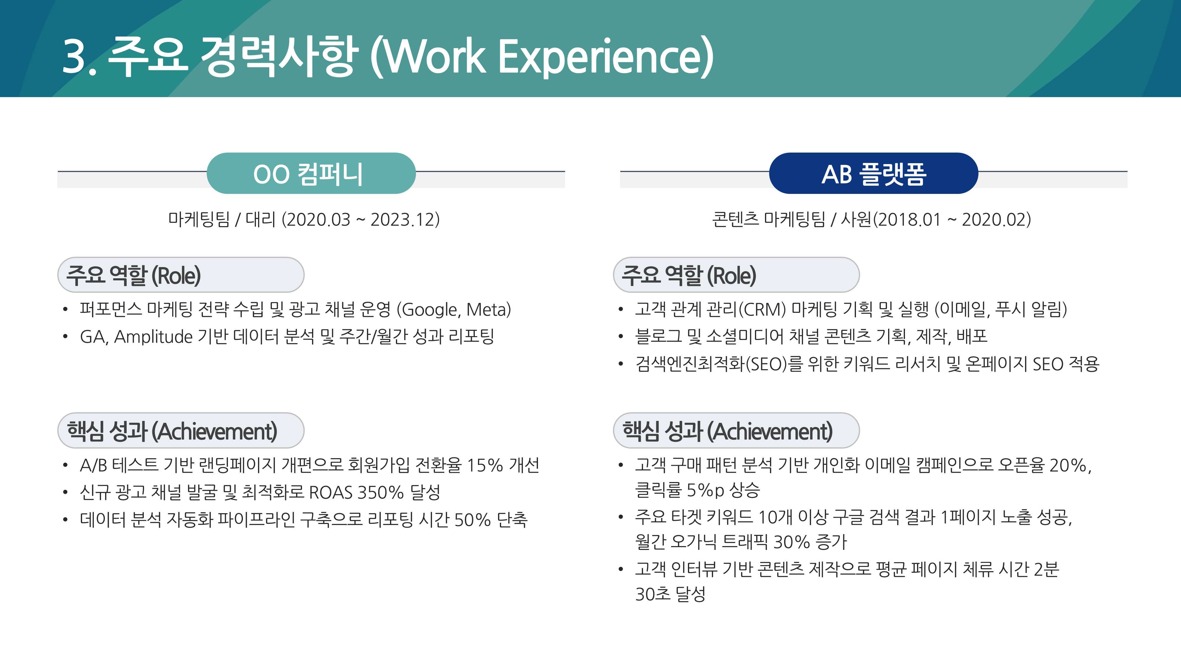 1251 자기소개서 PPT 양식 면접 신입 이직 취업 포트폴리오 경력직 이력서 인터뷰자료 이미지 6