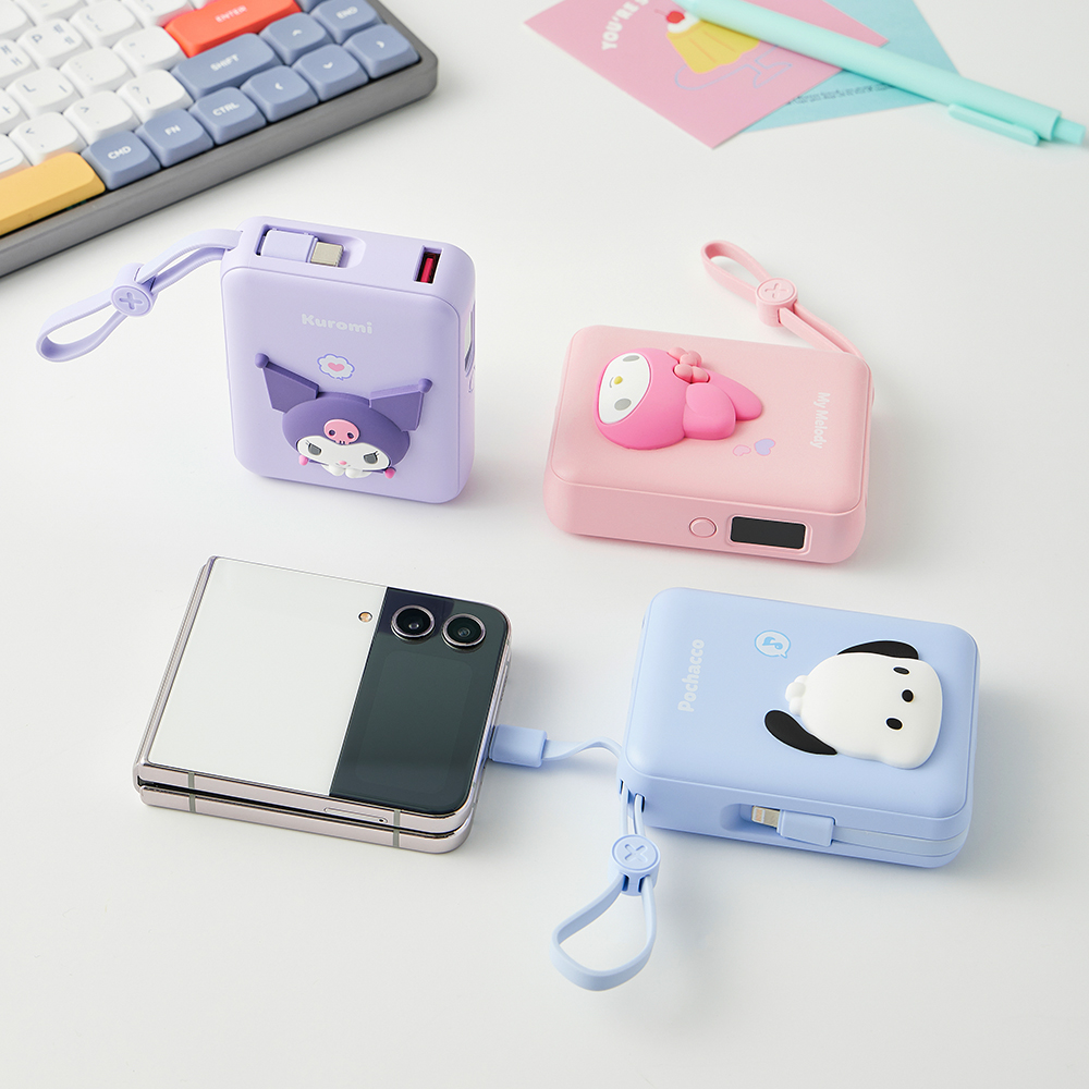 산리오 쿠로미 대용량 보조배터리 10000mAh 잔량표시 고속충전 일체형 - 상세 이미지 5