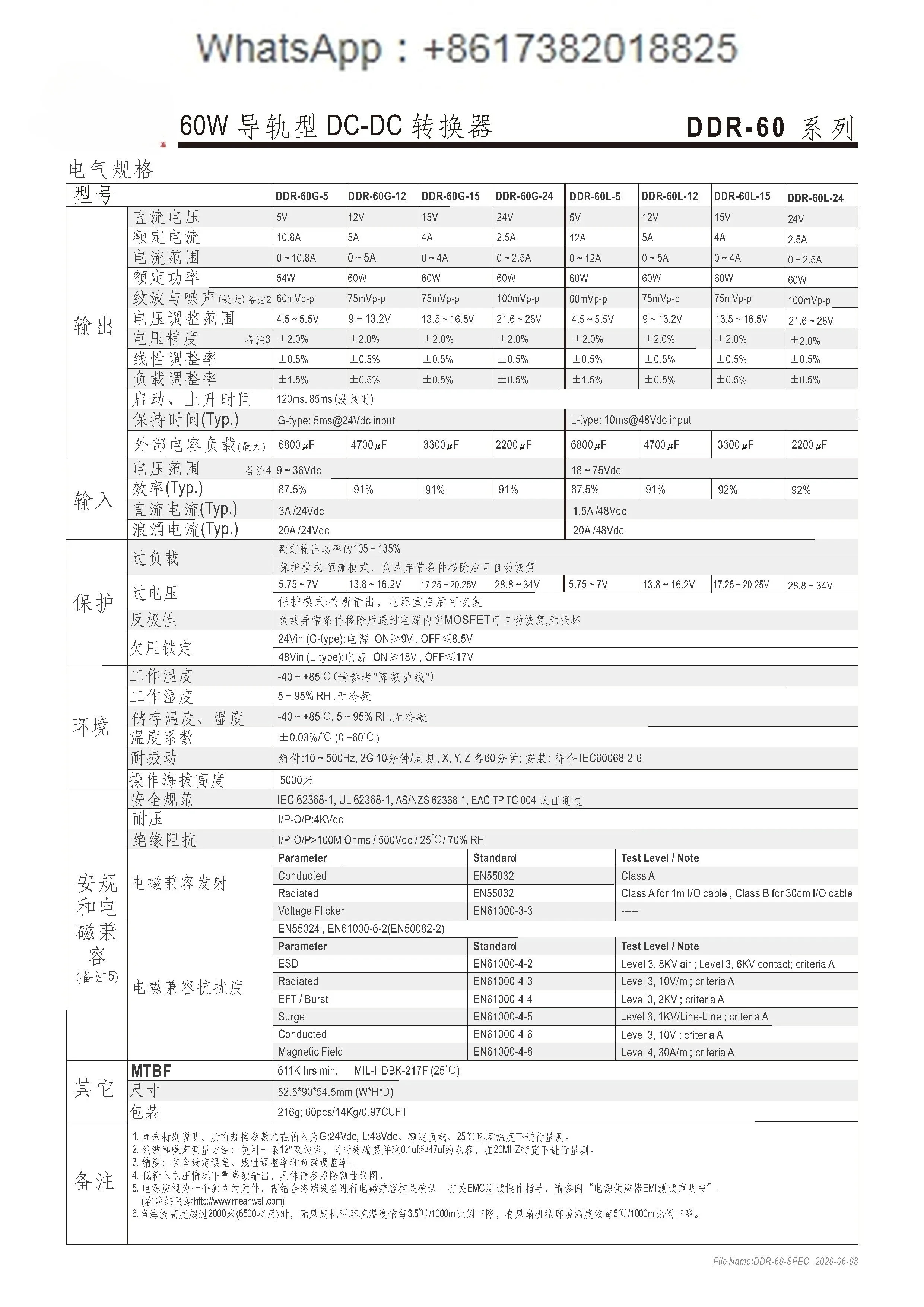 DDR DC-DC 60L/60G 스위칭 전원공급장치 DCDC 레일 60W 5V 12V 15V 24V