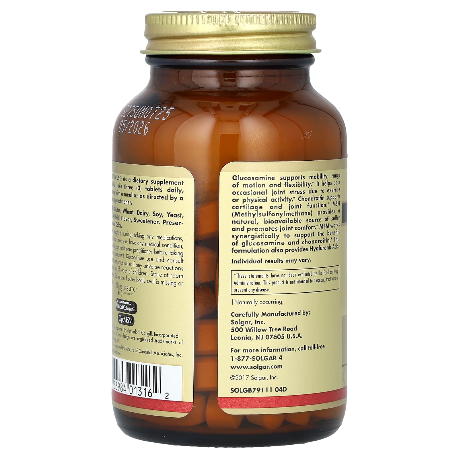 솔가 글루코사민 히알루론산 콘드로이친 MSM 1500mg 60정, 2개 - 상세 이미지 4
