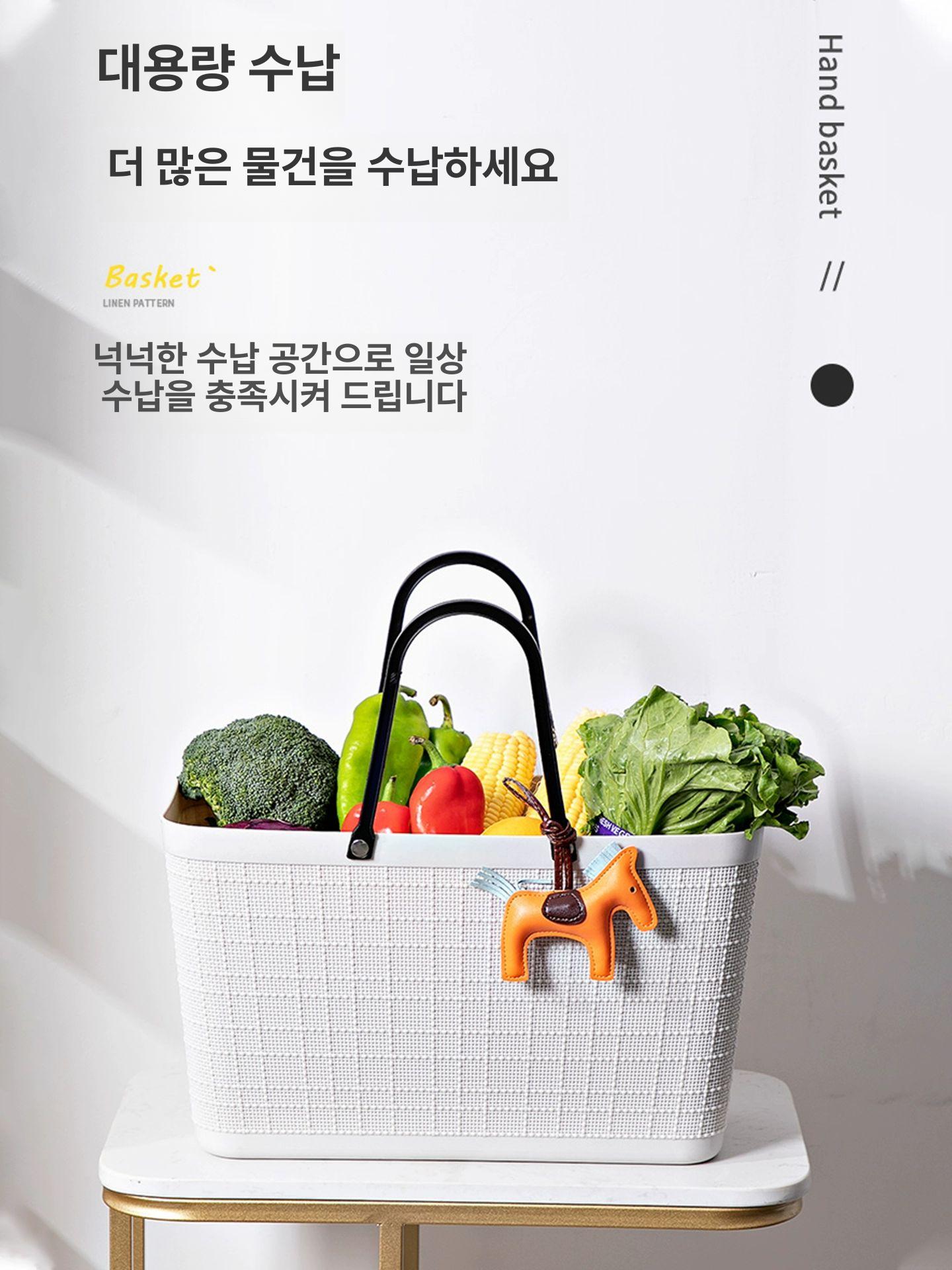 목욕바구니 휴대용 손잡이 가방 실리콘 수영장 라지 코랄 - 상세 이미지 4