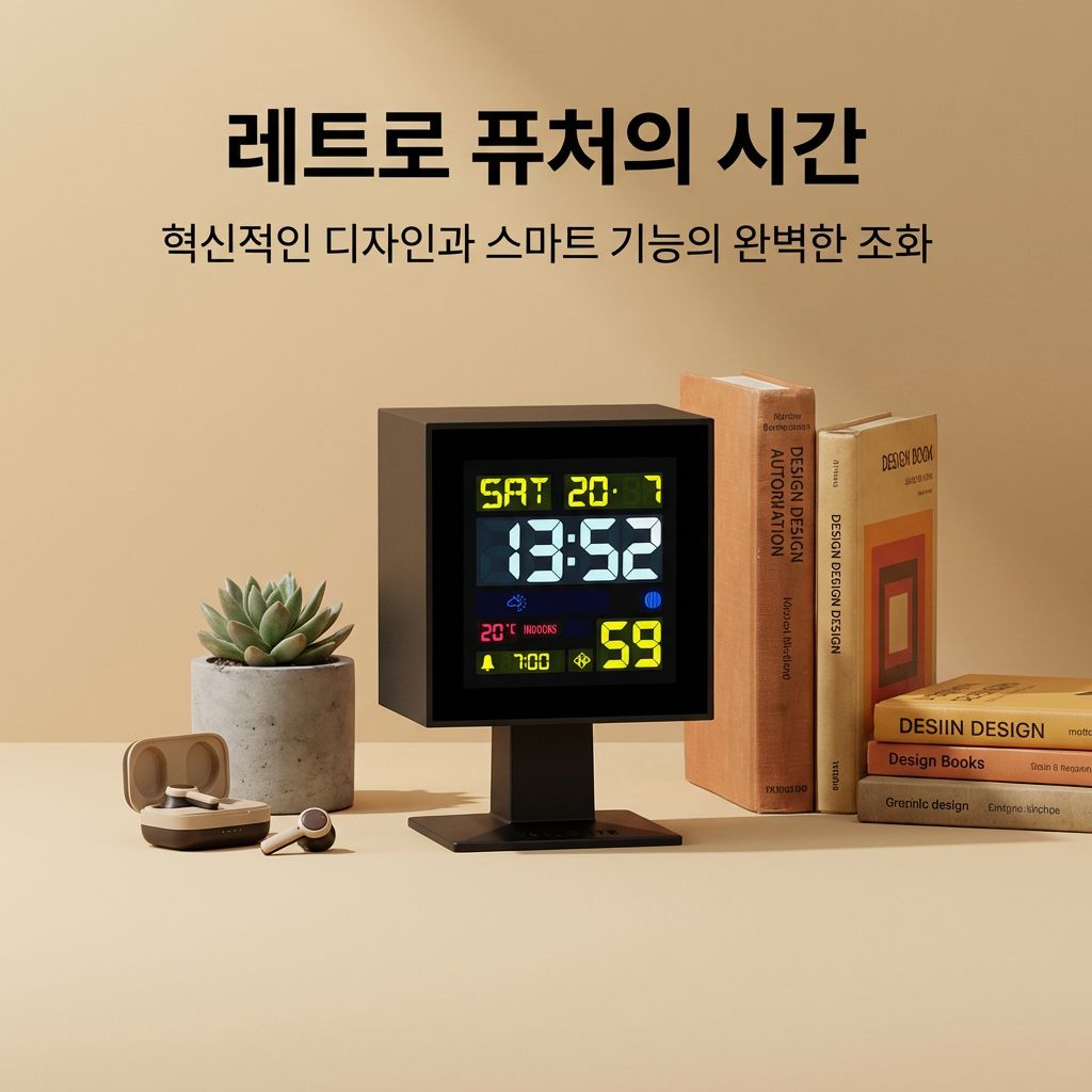 뉴게이트 디지털 모놀리스 알람 시계 블랙 LCD 디스플레이 이미지 6
