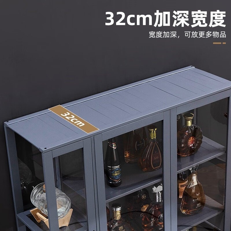 LED 술장식장 위스키 양주 와인 원목 유리 장식장 가구 진열 선반 수납 보관장 창홍 이중문 오리지널 85cm - 상세 이미지 4