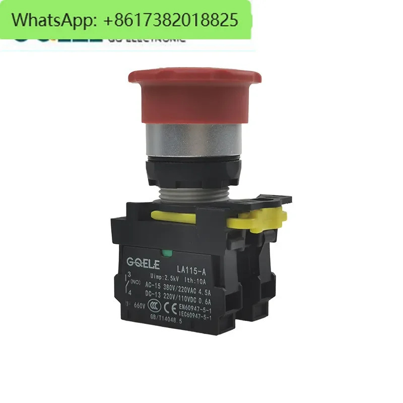 5Pcs LA115-A 비상 정지 버튼 스위치 자체 잠금 버섯 헤드 22mm10A