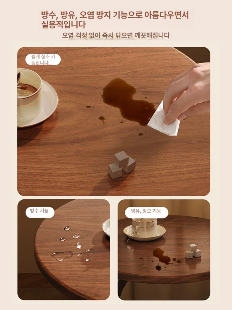 북유럽 원목 사이드 원형 협탁 우드 선반 티테이블 단층 오목형 지름50높이60 A - 상세 이미지 5