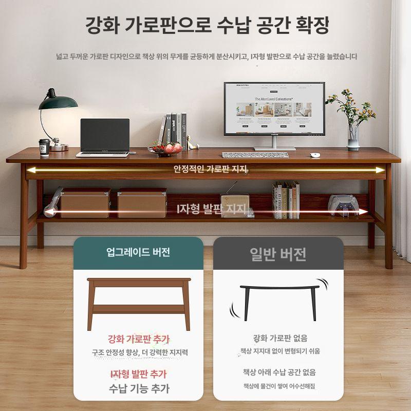 600 800 미니책상 원룸 데스크 테이블 자취방 독서 140 x 60cm 월넛 원목 - 상세 이미지 3