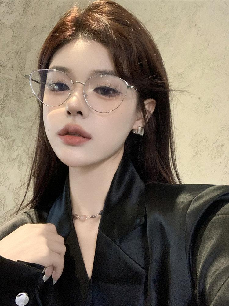 캣아이 안경 안경테 캣츠아이 하금테 뿔테 빈티지 복고 호피 투명테 - 상세 이미지 2