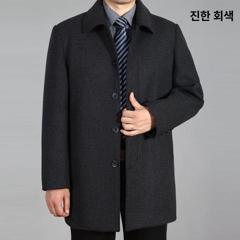 중년 남성 모직 코트 아빠 정장 하프 반코트 차이나 - 상세 이미지 4