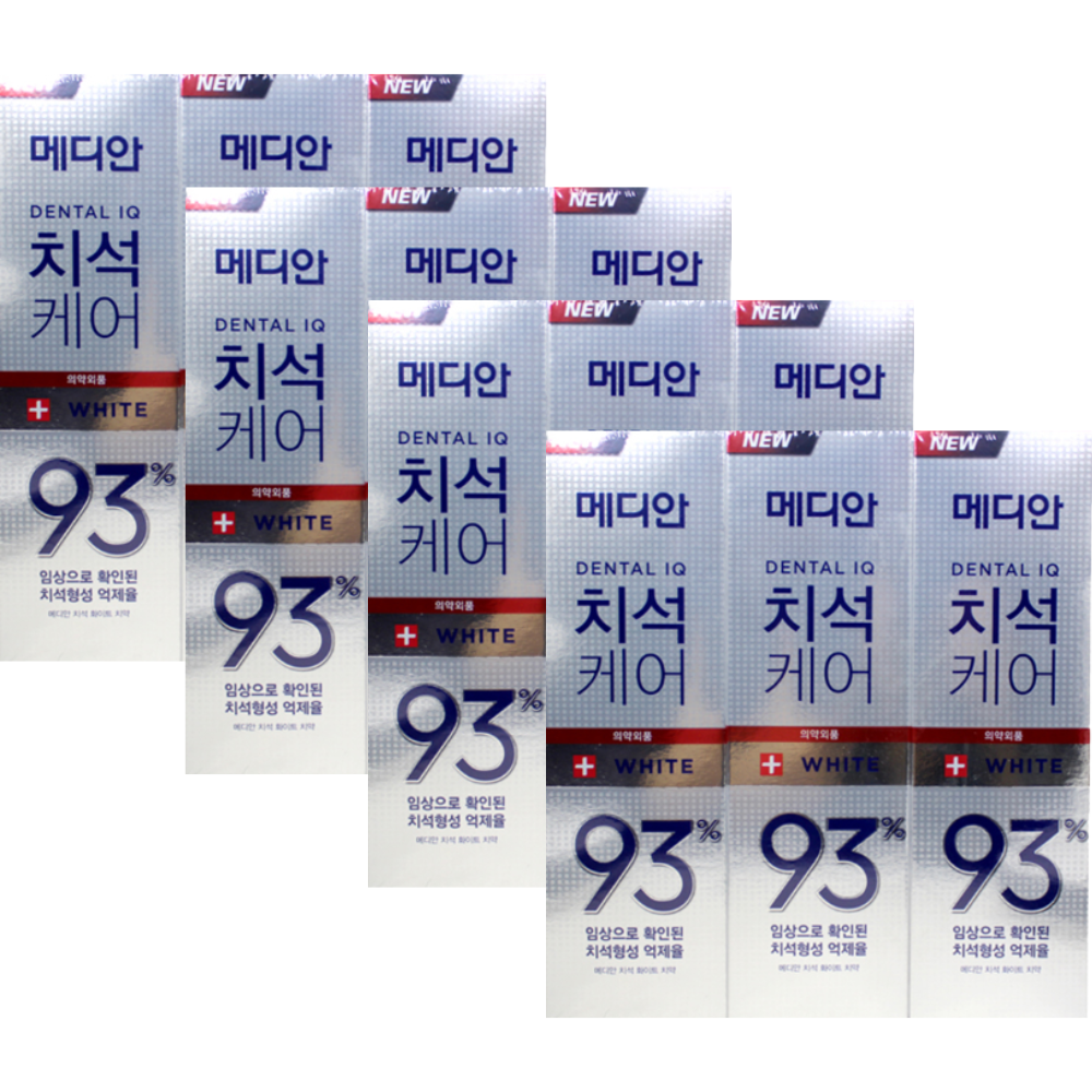 메디안 화이트 치석 치약 120g 3입 x4세트 (총 12개) - 상품 이미지