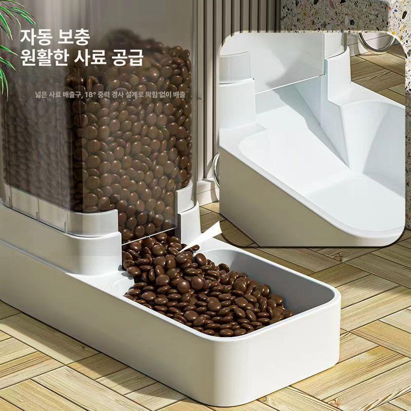 급식기 스테인리스 저소음 애견 필터 자동 USB 물그릇 투명 대용량 세트 급수기+급식기 - 상세 이미지 5