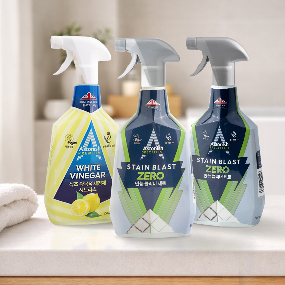 [본사] 아스토니쉬  만능제로 곰팡이 제거제 750ml 2개 +식초 다목적 클리너 750ml 1개 세트 제품 이미지