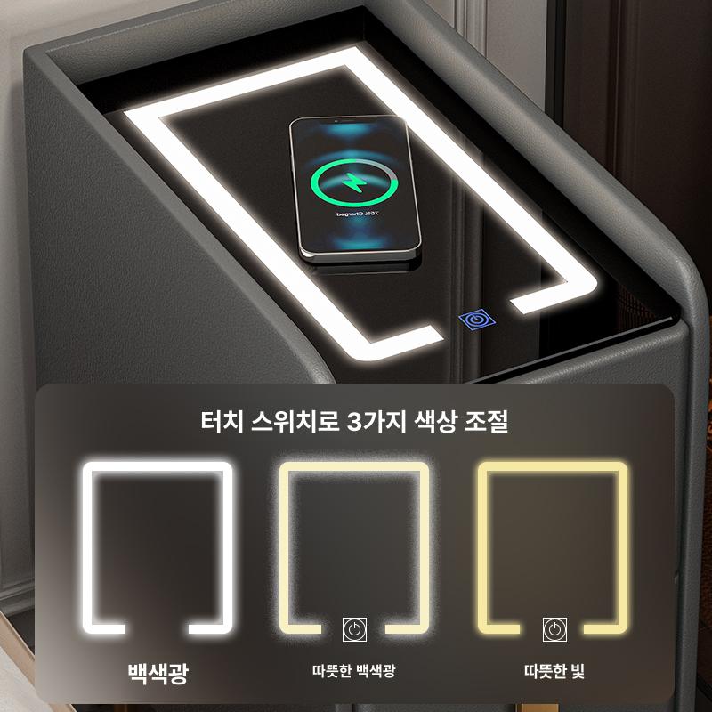 틈새 서랍형 침대 옆 간이 샴페인 장착형 수납 거실 원목진그레이USB블루투스듀얼스피커지문잠금장치 완제품 조립 완료 50x40x50cm - 상세 이미지 3