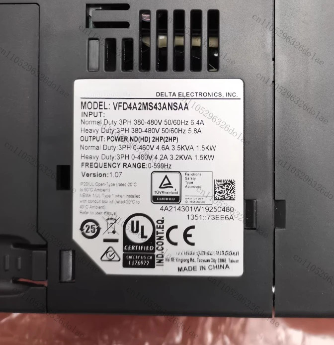 주파수 변환기 VFD4A2MS43ANSAA 3상 입력 1.5KW