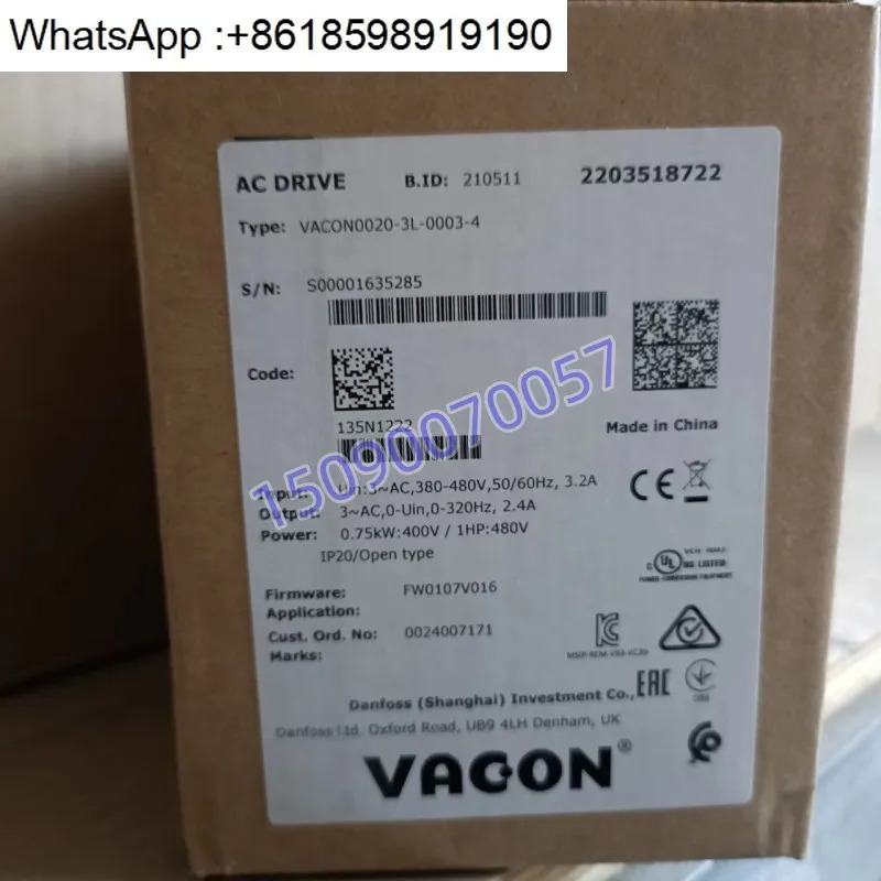 Vacon 인버터 신 VACON0020-3L-0001-4 크레엘리베이터