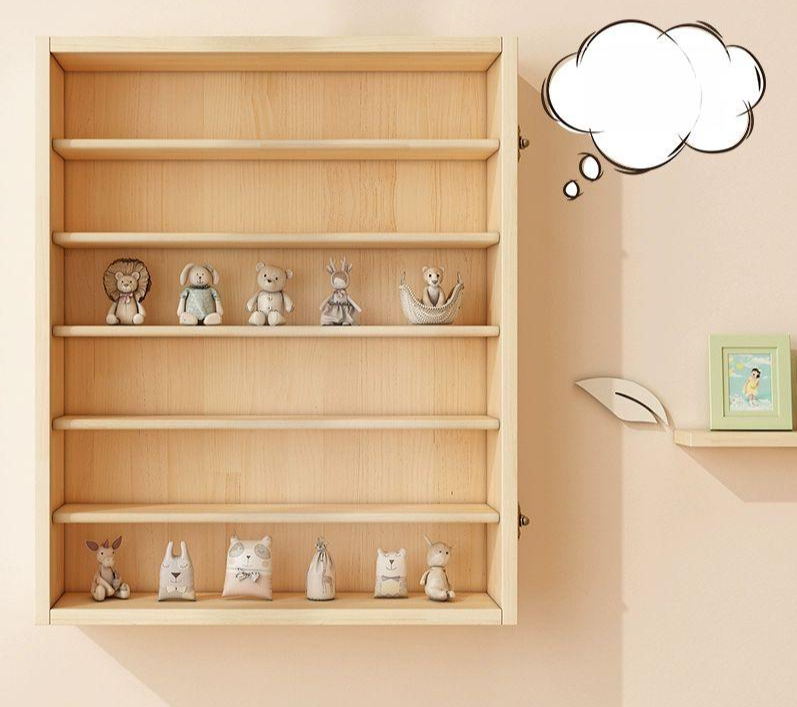 쇼케이스 미니 장식장 선반 피규어 인형 목재 진열장 벽걸이 우드 카페 나무 - 상품 이미지