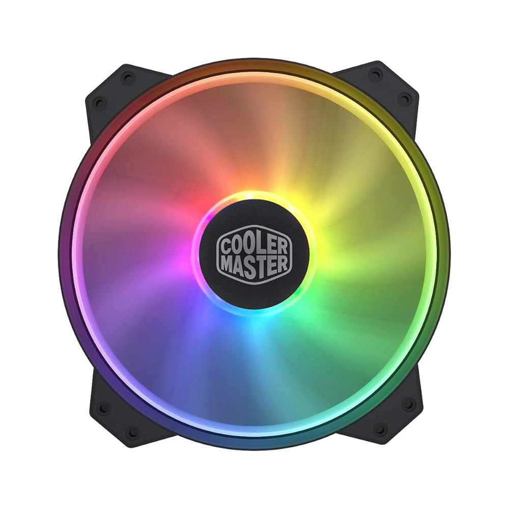 쿨러 마스터 팬 MF200R ARGB 200mm 주소 지정 가능한 RGB 팬, 5V / 3핀, 4핀 또는 표준 RGB+12V와 호환되지 않음 - 상품 이미지