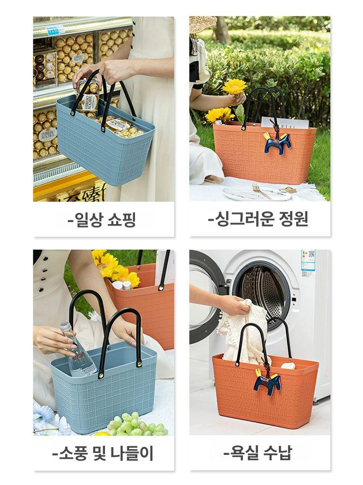 목욕바구니 휴대용 손잡이 가방 실리콘 수영장 라지 코랄 - 상세 이미지 5