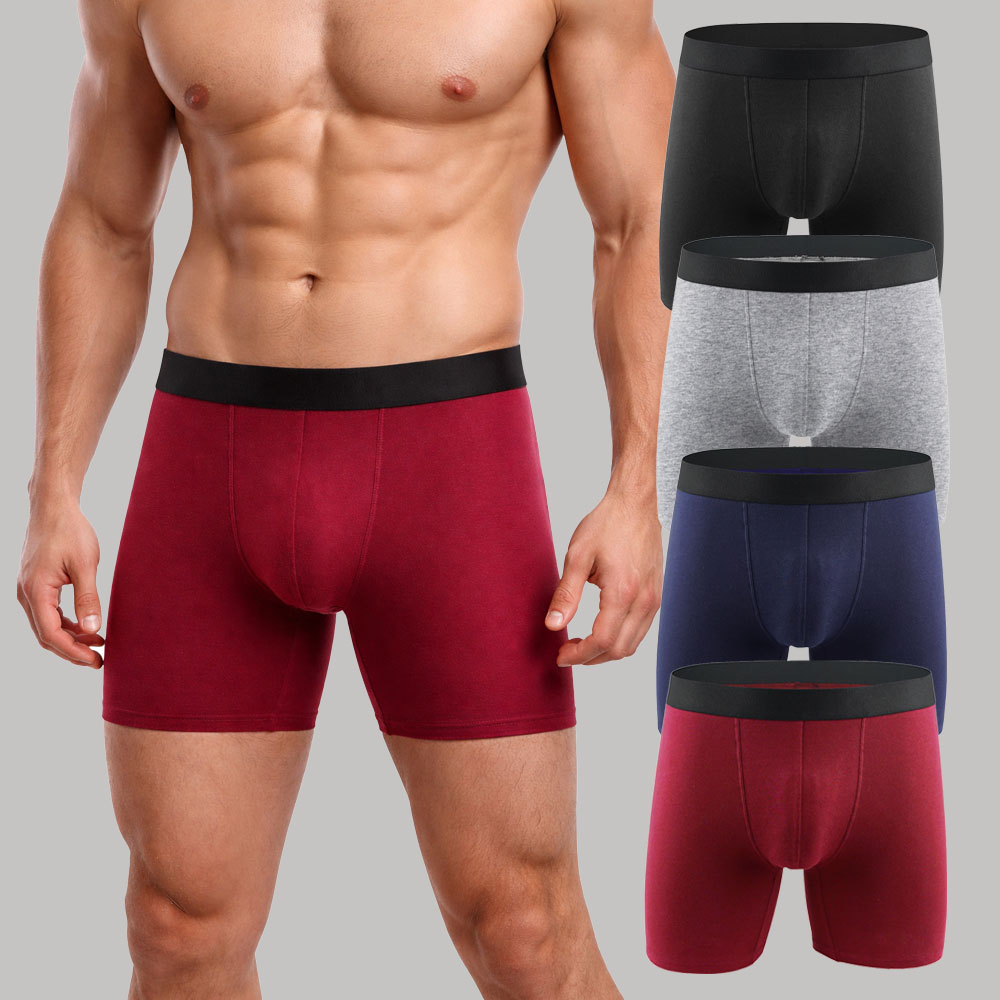 [4매세트] 말리지 않는 순면 3부 롱 드로즈 남성 팬티 4종 패키지 제품 이미지