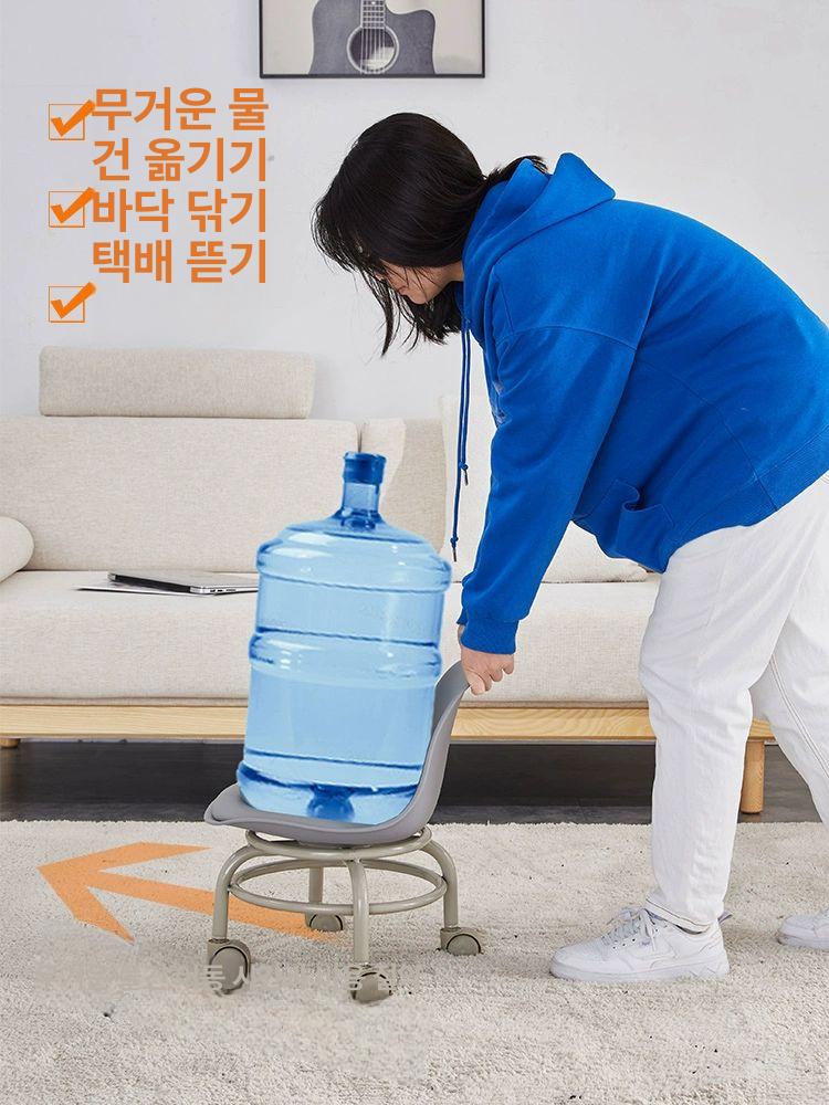 낮은 의자 바퀴 등받이 달린 투명 의자화장대 미니 네일샵 청소 작은 작업의자 진료 - 상세 이미지 4