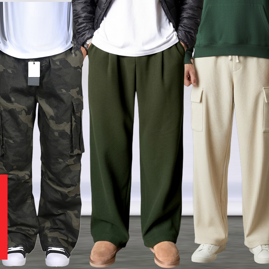 남자와이드팬츠 기모 겨울 골덴바지 코듀로이팬츠 카고 카고 빅사이즈 면 작업복 슬랙스 제품 이미지