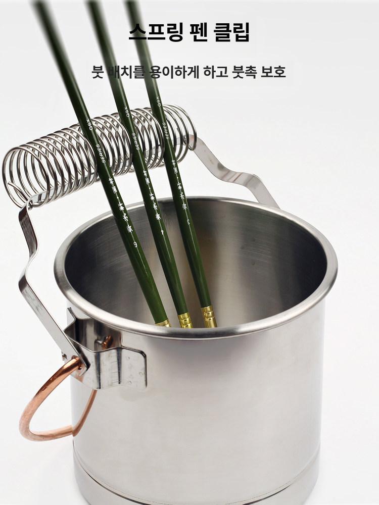 붓세척통 붓빨이통 스프링 대형 홀더 금속 손잡이 석유통 소형 펜 세척통 밀폐 뚜껑 포함 두꺼워진 - 상세 이미지 5