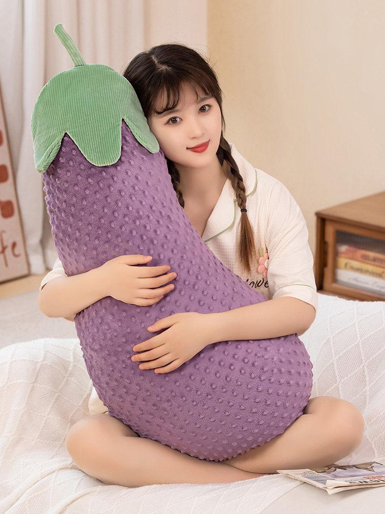 안고자는베개 퍼플 가지 대형 바디필로우 롱쿠션 빈티지 벨벳 가지 대형 1m3 - 상품 이미지